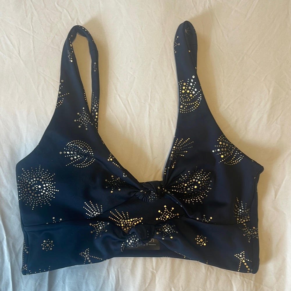 Beach Riot Crop - size Small - deep navy with gold details